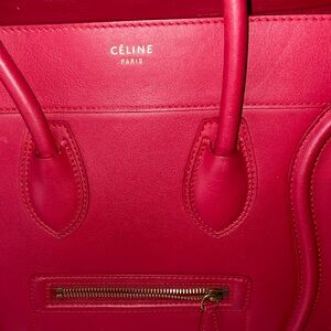 Celine paris hand bag Elegant Red Leather Tote Bag